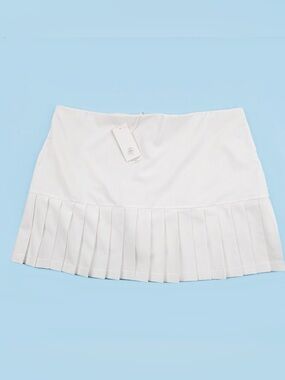 Tory Sport Pleated Tennis Skirt In Blue Silk.